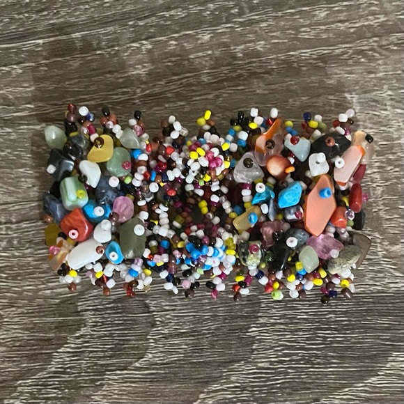 🖤 Colorful Beaded Stone Multi Bracelet Cuff - Picture 4 of 10